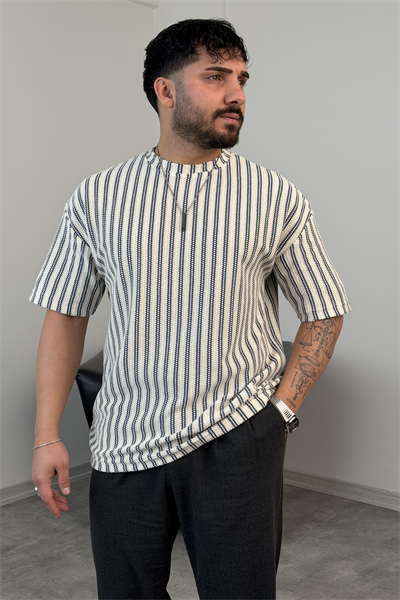 HALAT ÖRGÜ OVERSİZE TRİKO TİŞÖRT LACİVERT