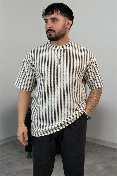 HALAT ÖRGÜ OVERSİZE TRİKO TİŞÖRT SİYAH