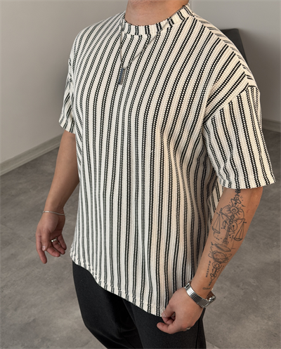 HALAT ÖRGÜ OVERSİZE TRİKO TİŞÖRT SİYAH