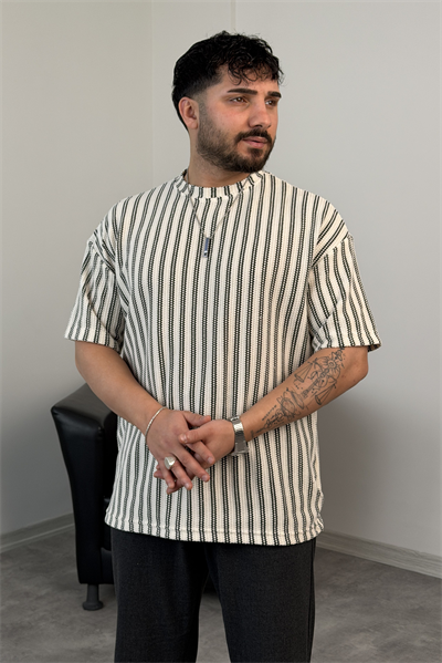 HALAT ÖRGÜ OVERSİZE TRİKO TİŞÖRT SİYAH