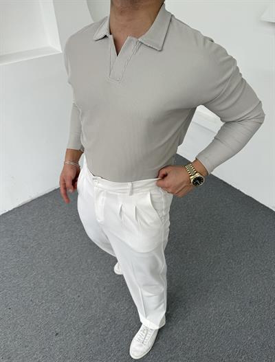 Hemşire Yaka Ottoman Uzunkol Sweatshirt Gri