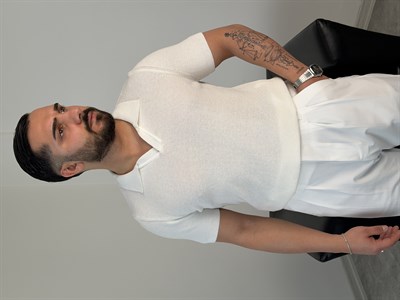 HFA AÇMA YAKA %100 PAMUK TRİKO TİŞÖRT BEYAZ