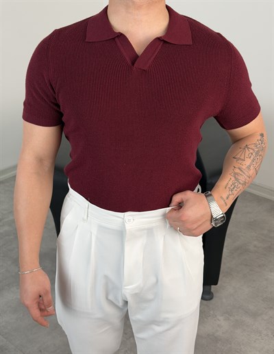 HFA AÇMA YAKA %100 PAMUK TRİKO TİŞÖRT MÜRDÜM