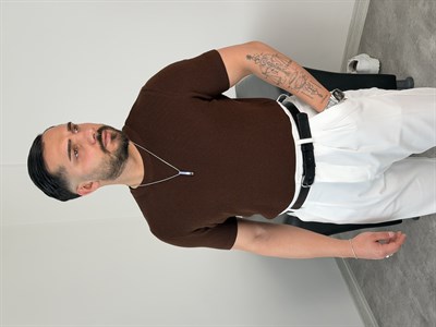 HFA BİSİKLET YAKA PAMUK TRİKO TİŞÖRT ACI KAHVE