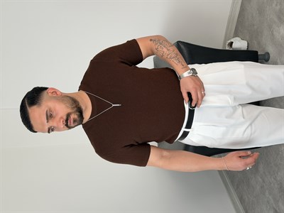 HFA BİSİKLET YAKA PAMUK TRİKO TİŞÖRT ACI KAHVE