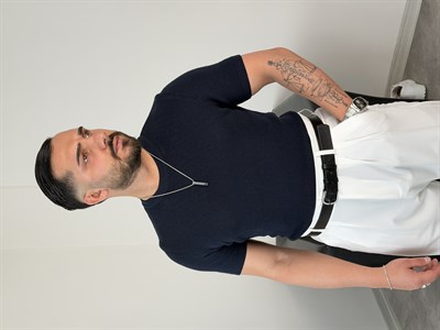 HFA BİSİKLET YAKA PAMUK TRİKO TİŞÖRT LACİVERT