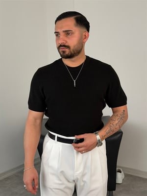 HFA BİSİKLET YAKA PAMUK TRİKO TİŞÖRT SİYAH