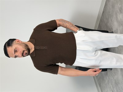 HFA DÜĞMELİ POLO YAKA TRİKO TİŞÖRT ACI KAHVE