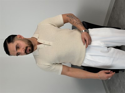 HFA DÜĞMELİ POLO YAKA TRİKO TİŞÖRT BEJ