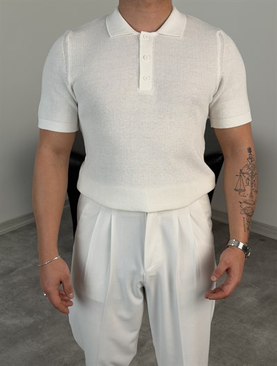 HFA DÜĞMELİ POLO YAKA TRİKO TİŞÖRT BEYAZ