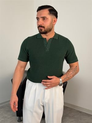 HFA DÜĞMELİ POLO YAKA TRİKO TİŞÖRT ZÜMRÜT YEŞİLİ