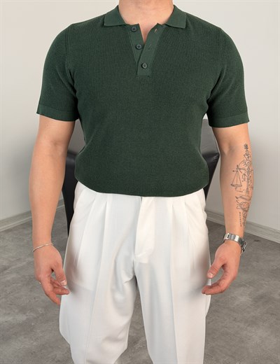 HFA DÜĞMELİ POLO YAKA TRİKO TİŞÖRT ZÜMRÜT YEŞİLİ