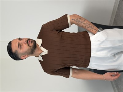 HFA YAKA RENKLİ TRİKO TİŞÖRT ACI KAHVE