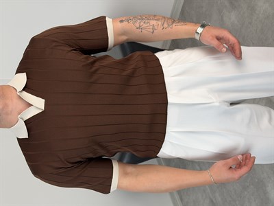 HFA YAKA RENKLİ TRİKO TİŞÖRT ACI KAHVE