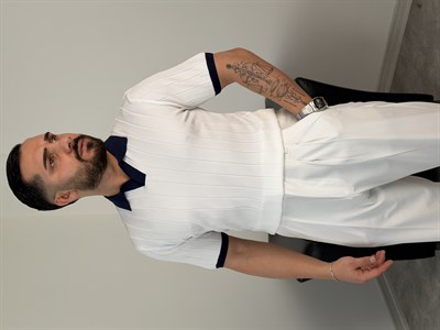 HFA YAKA RENKLİ TRİKO TİŞÖRT BEYAZ