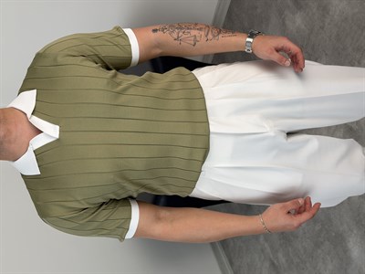 HFA YAKA RENKLİ TRİKO TİŞÖRT ÇAĞLA YEŞİLİ