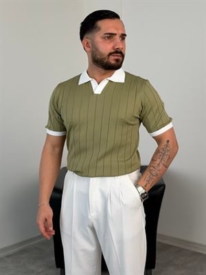 HFA YAKA RENKLİ TRİKO TİŞÖRT ÇAĞLA YEŞİLİ