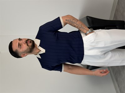 HFA YAKA RENKLİ TRİKO TİŞÖRT LACİVERT