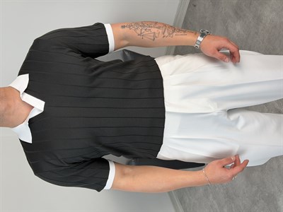 HFA YAKA RENKLİ TRİKO TİŞÖRT SİYAH