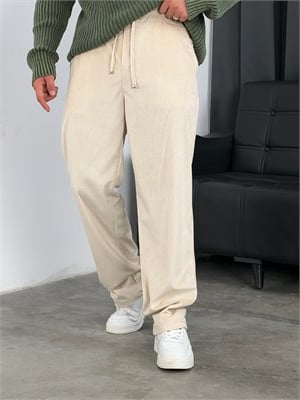 HL  Beli Lastik Kadife Baggy Pantolon Bej
