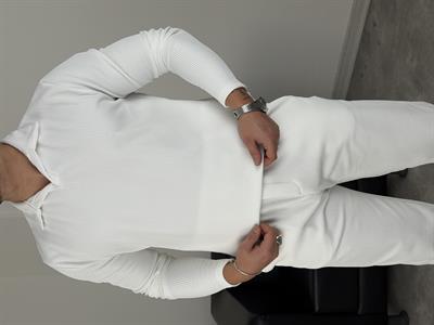 İÇİ ŞARDONLU POLO YAKA TAKIM BEYAZ