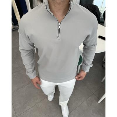 İÇİ ŞARDONLU YARIM FERMUAR SWEATSHİRT
