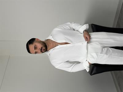 İNCE FİTİL DETAYLI UZUNKOL ÖRME KETEN GÖMLEK BEYAZ