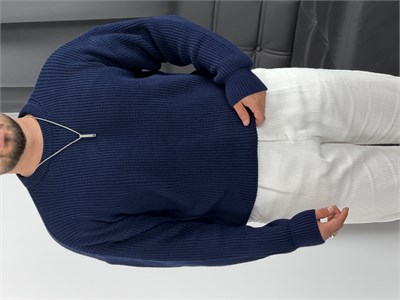 İNV Selanik Örgü Bisiklet yaka Triko Sweatshirt Lacivert