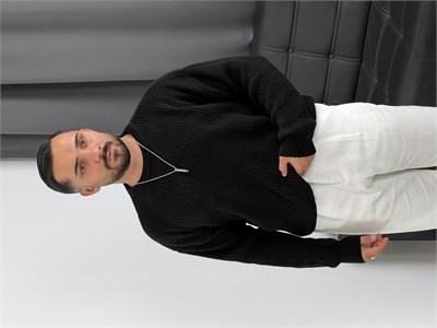 İNV Selanik Örgü Bisiklet yaka Triko Sweatshirt Siyah