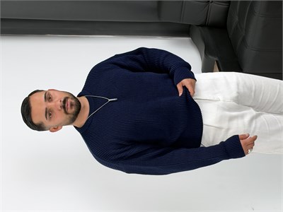 İNV Selanik Örgü Bisiklet yaka Triko Sweatshirt Lacivert