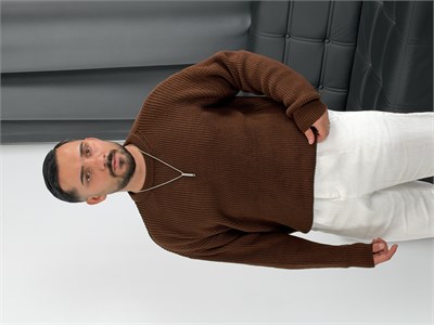 İNV Selanik Örgü Bisiklet yaka Triko Sweatshirt Acı Kahve