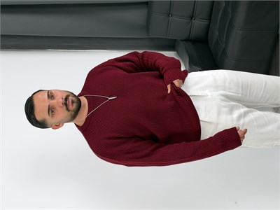 İNV Selanik Örgü Bisiklet yaka Triko Sweatshirt Bordo