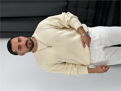 İNV Selanik Örgü Bisiklet yaka Triko Sweatshirt Ekru