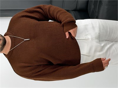 İNV Selanik Örgü Bisiklet yaka Triko Sweatshirt Acı Kahve