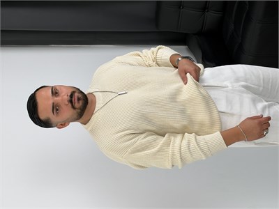İNV Selanik Örgü Bisiklet yaka Triko Sweatshirt Ekru