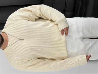 İNV Selanik Örgü Bisiklet yaka Triko Sweatshirt Ekru