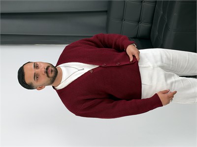 İNV Selanik Örgü Triko Düğmeli Hırka Bordo