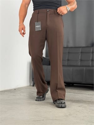 İspanyol Paça Premium Kumaş Pantolon Acı Kahve