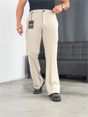 İspanyol Paça Premium Kumaş Pantolon Bej