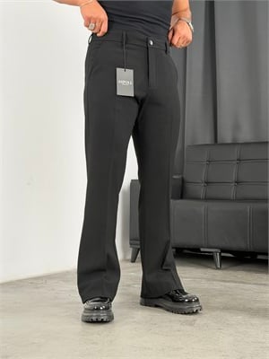 İspanyol Paça Premium Kumaş Pantolon Siyah