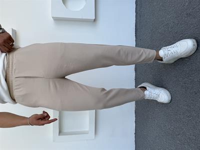 İthal Crap Kumaş Boyfriend Pantolon Krem