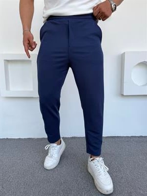 İthal Crap Kumaş Boyfriend Pantolon Lacivert