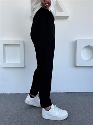 İthal Crap Kumaş Boyfriend Pantolon Siyah