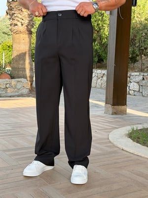 İTHAL PARAŞÜT KUMAŞ PİLELİ BAGGY PANTOLON SİYAH