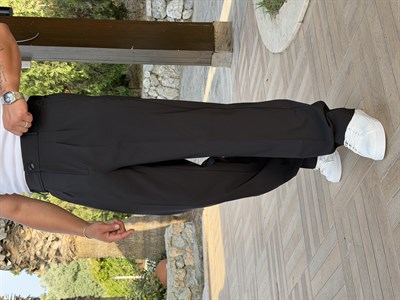İTHAL PARAŞÜT KUMAŞ PİLELİ BAGGY PANTOLON SİYAH