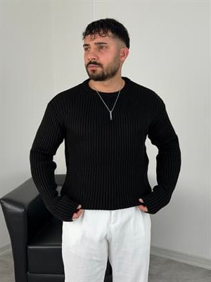 KALIN FİTİLLİ OVERSİZE TRİKO BİSİKLET YAKA SİYAH