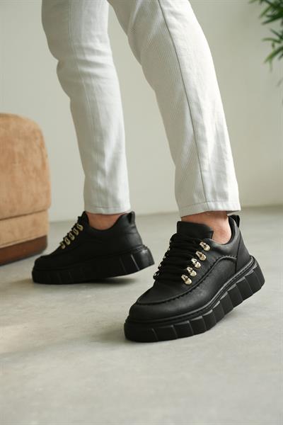 KALIN TABAN METAL DETAYLI AYAKKABI SİYAH