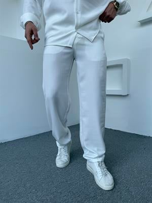 Keten Baggy Pantolon Beyaz