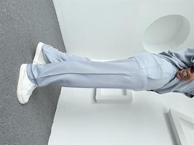 Keten Baggy Pantolon Buz Mavi