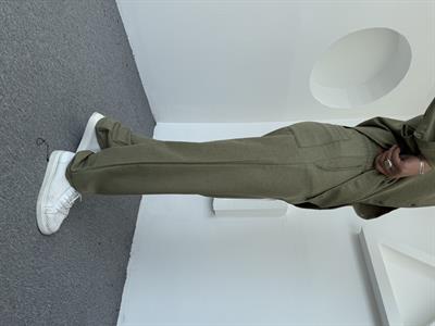 Keten Baggy Pantolon Haki Yeşil